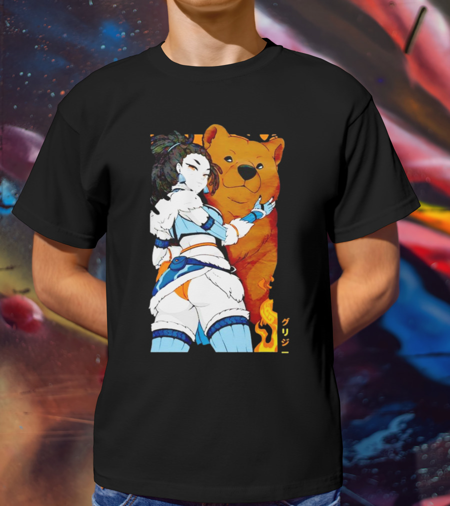 Grizzy X Gsupps Waifu Collab Anime Bear Fire T-Shirt