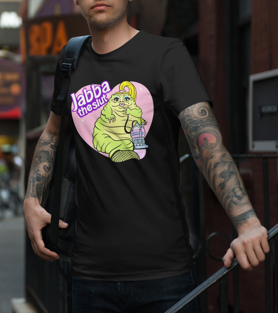 Jabba The Slut Parody Pink Heart Background T-Shirt