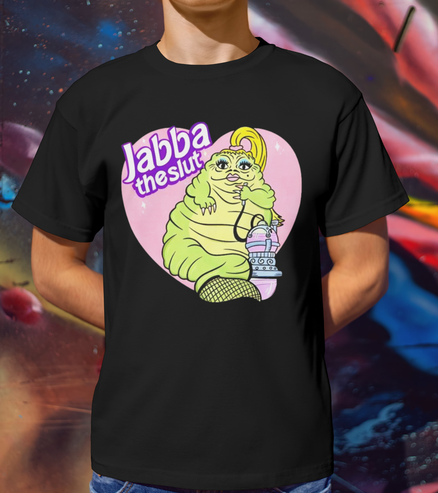 Jabba The Slut Parody Pink Heart Background T-Shirt