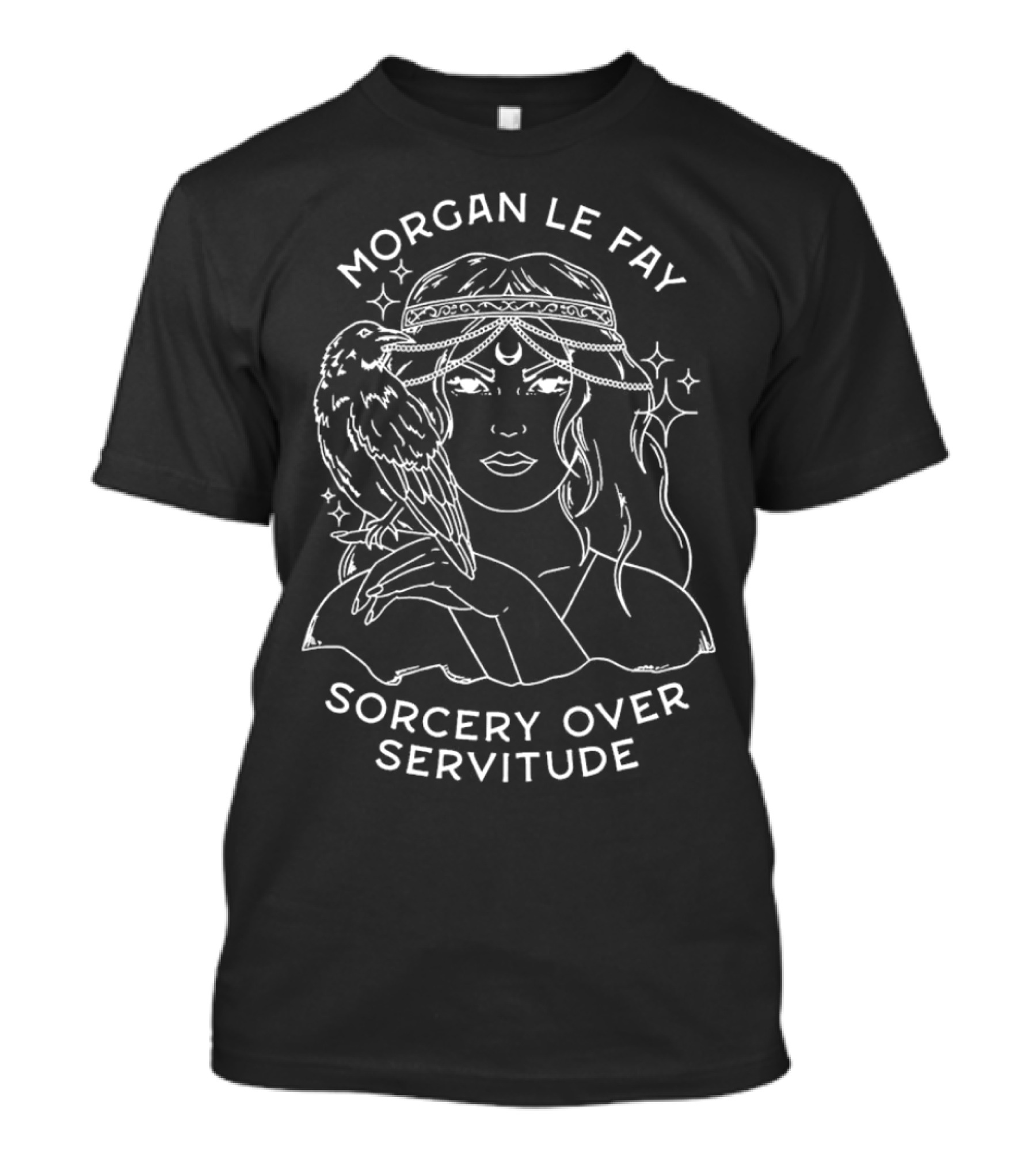 Morgan Le Fay Sorcery Over Servitude And Mystical Raven Companion T-Shirt