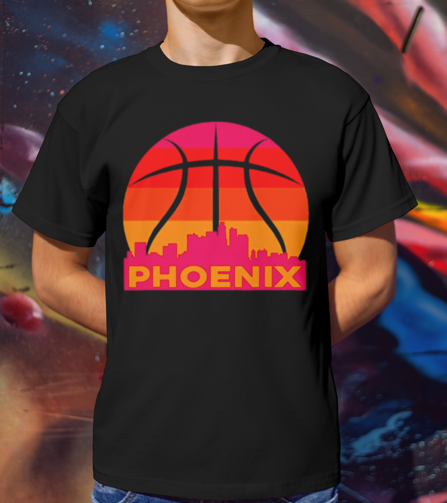 Phoenix Suns Sunset Basketball Skyline T-Shirt