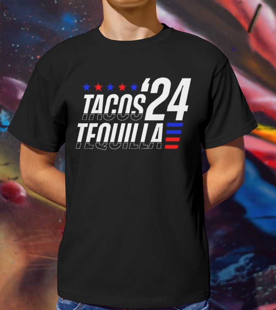 Tacos Tequila 24 Stars Red Blue T-Shirt