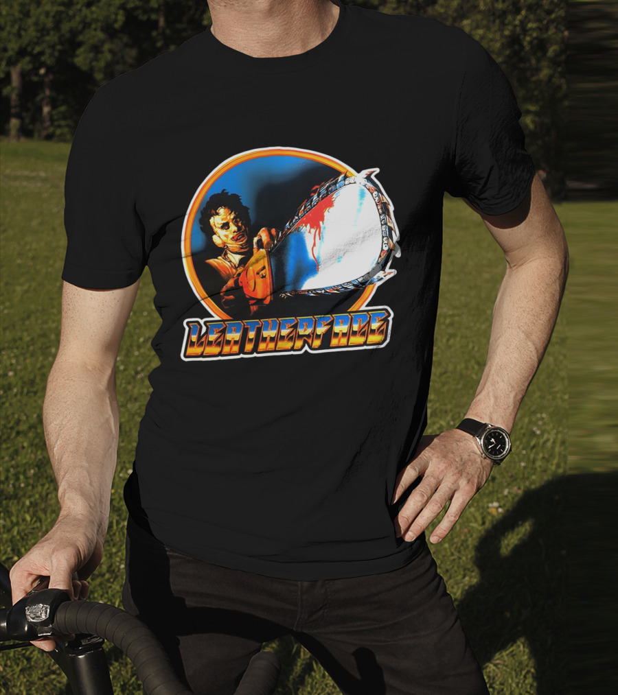 Texas Chainsaw Massacre Leatherface Vintage Horror Chrome Chainsaw T-Shirt