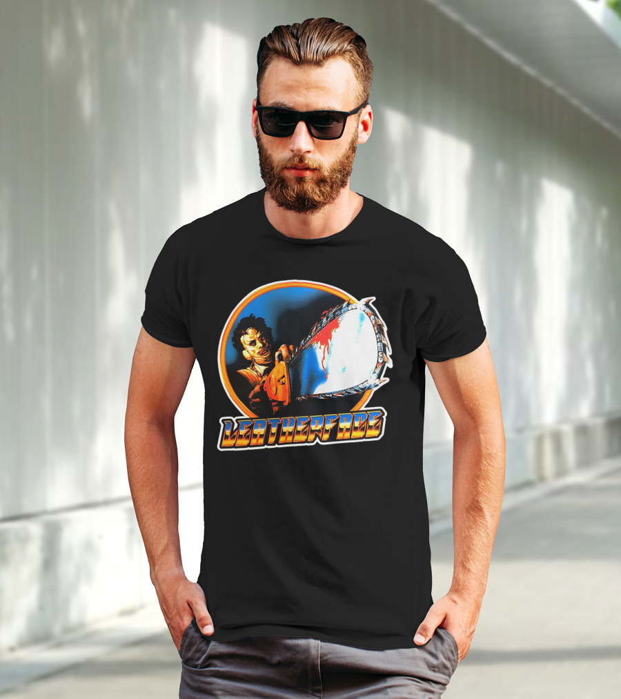 Texas Chainsaw Massacre Leatherface Vintage Horror Chrome Chainsaw T-Shirt