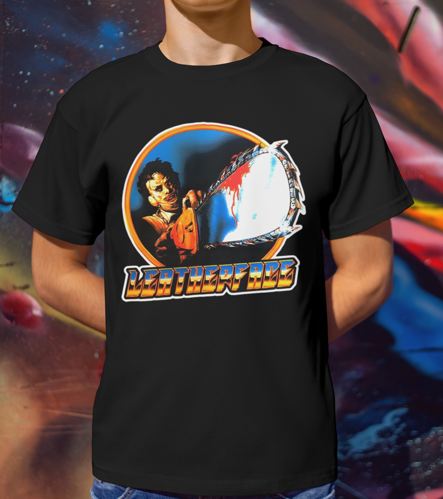 Texas Chainsaw Massacre Leatherface Vintage Horror Chrome Chainsaw T-Shirt