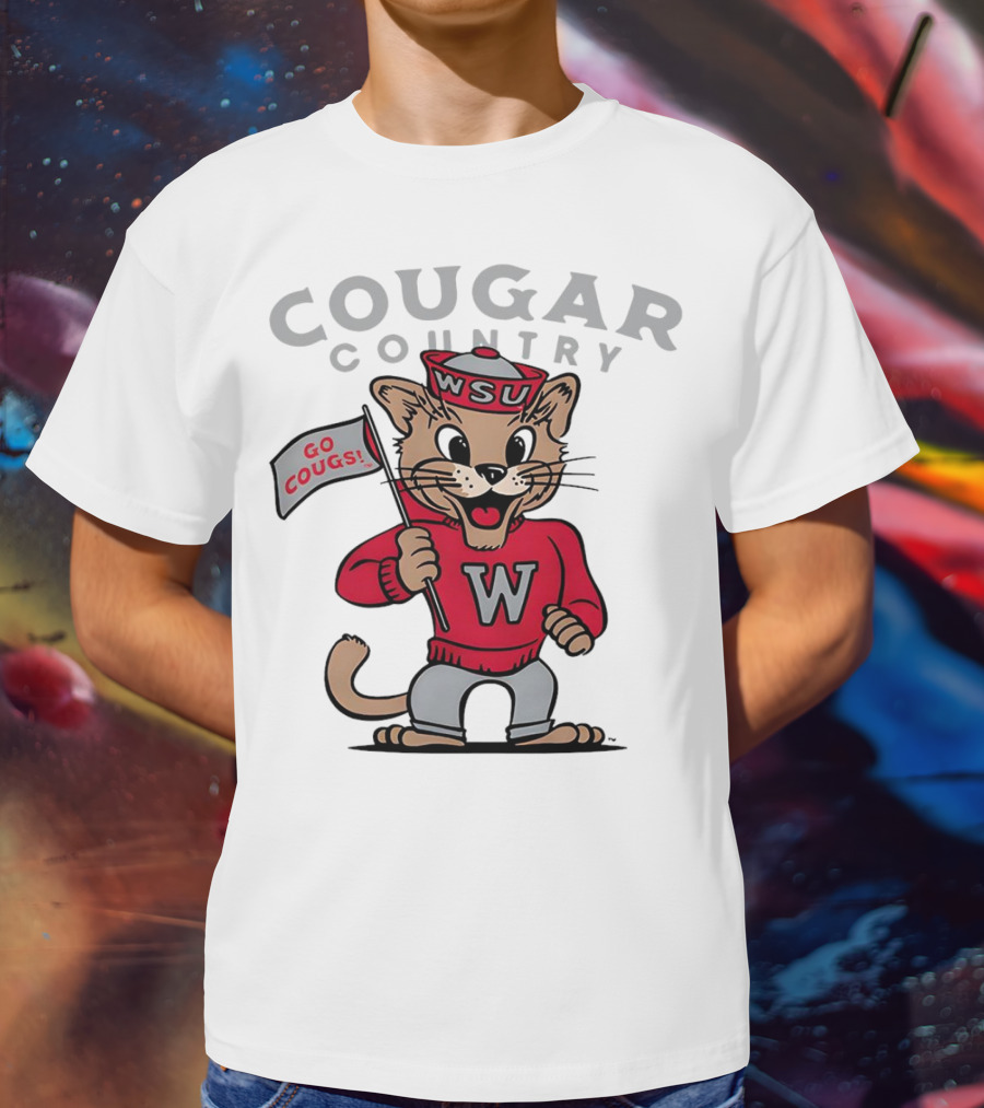 WSU Cougar Football Cougar Country Go Cougs Mascot T-Shirt