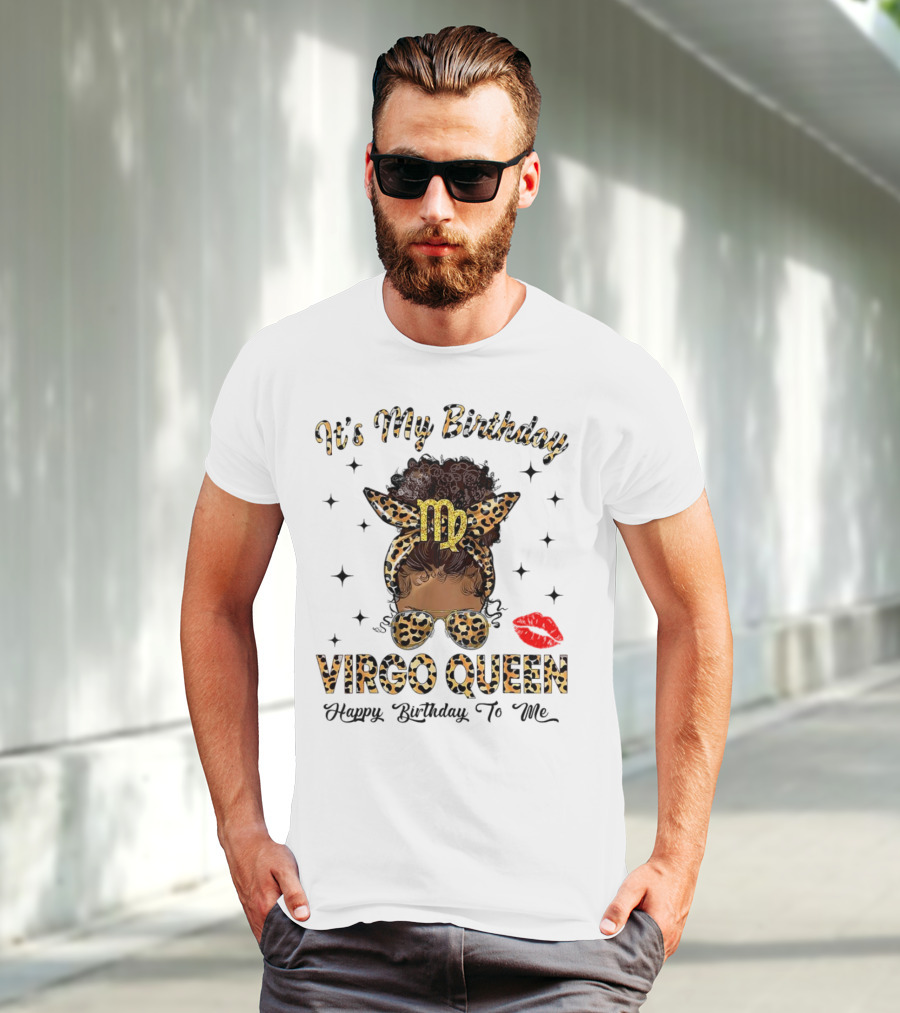 It's My Birthday Virgo Queen Happy Birthday To Me Virgo Symbol Leopard Print Red Lips T-Shirt