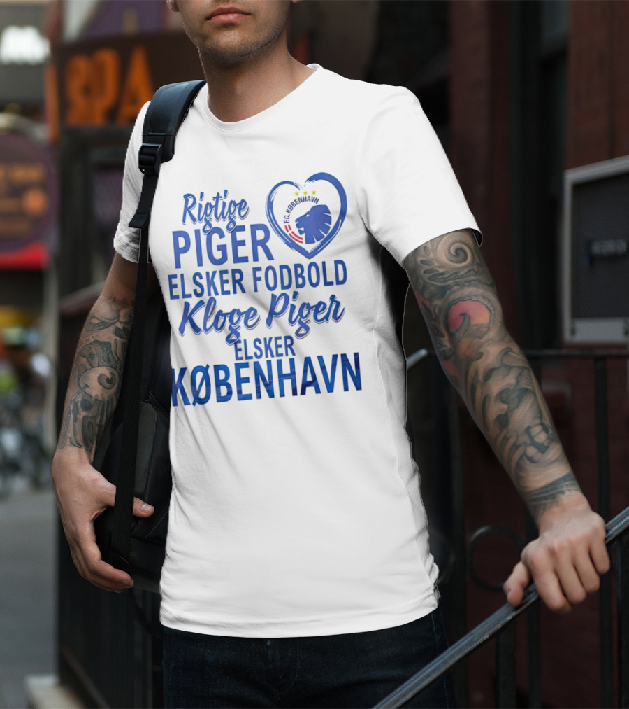 Rigtige Piger Elsker Fodbold Kloge Piger Elsker København FC T-Shirt