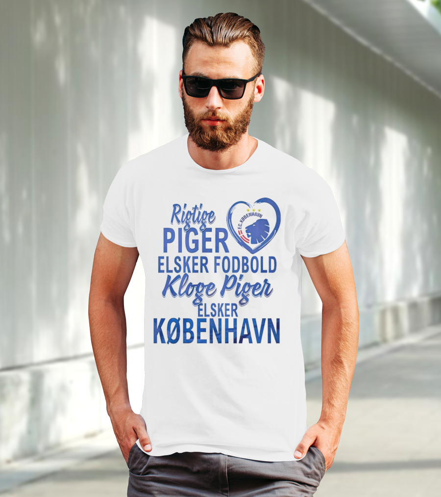 Rigtige Piger Elsker Fodbold Kloge Piger Elsker København FC T-Shirt