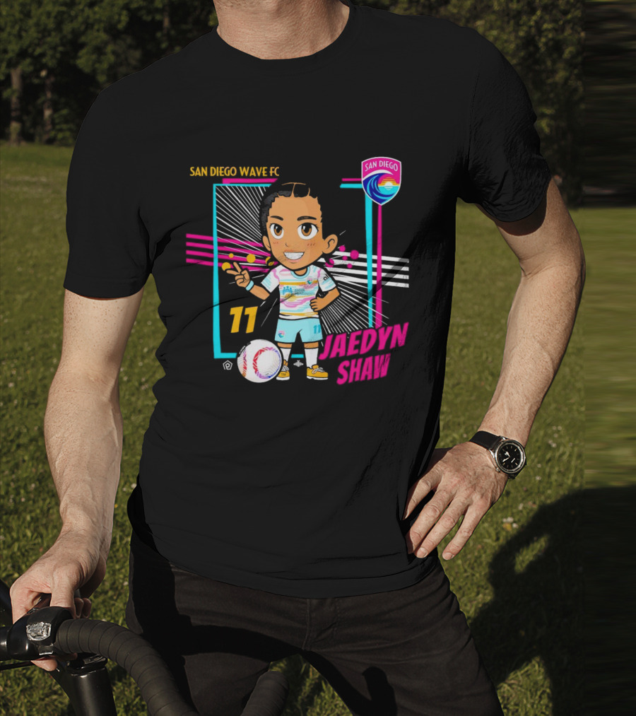 San Diego Wave FC Jaedyn Shaw 11 Chibi Soccer Player With Team Badge T-Shirt