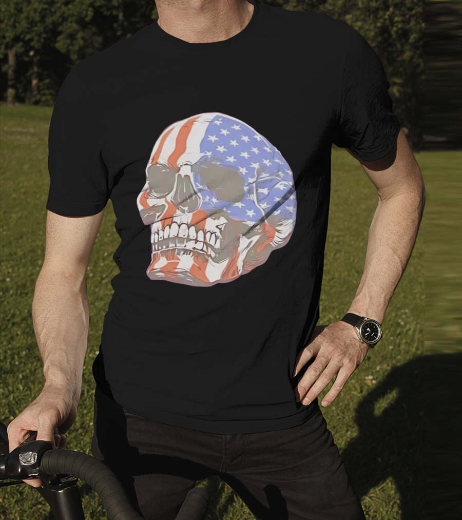 Skull With American Flag T-Shirt