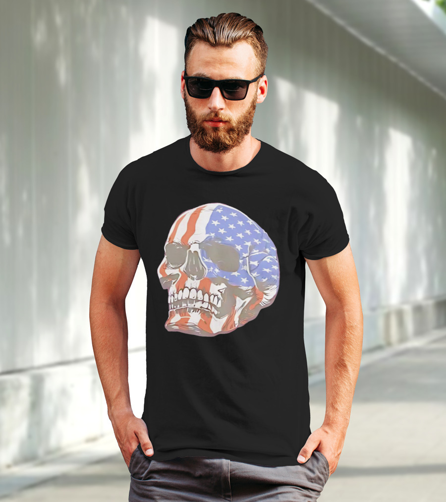 Skull With American Flag T-Shirt