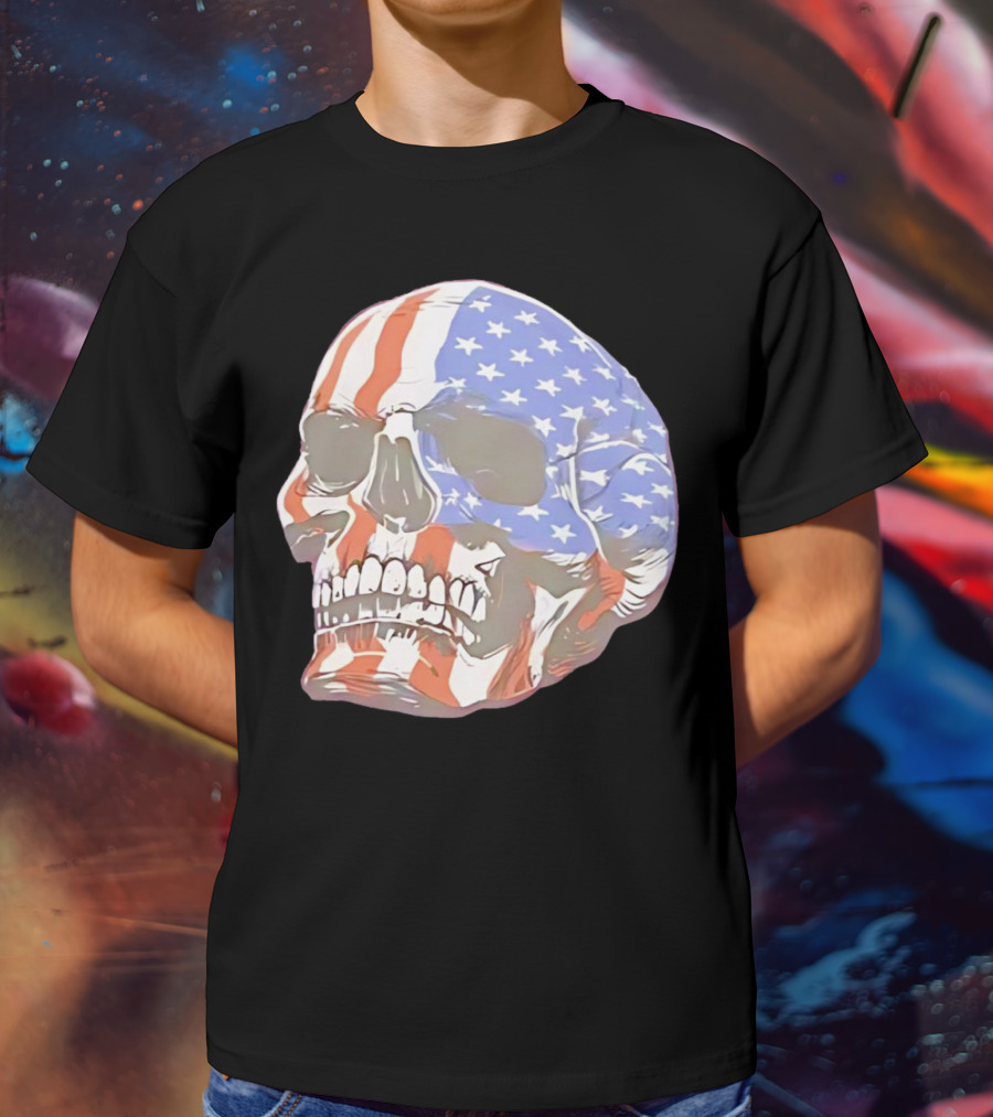 Skull With American Flag T-Shirt