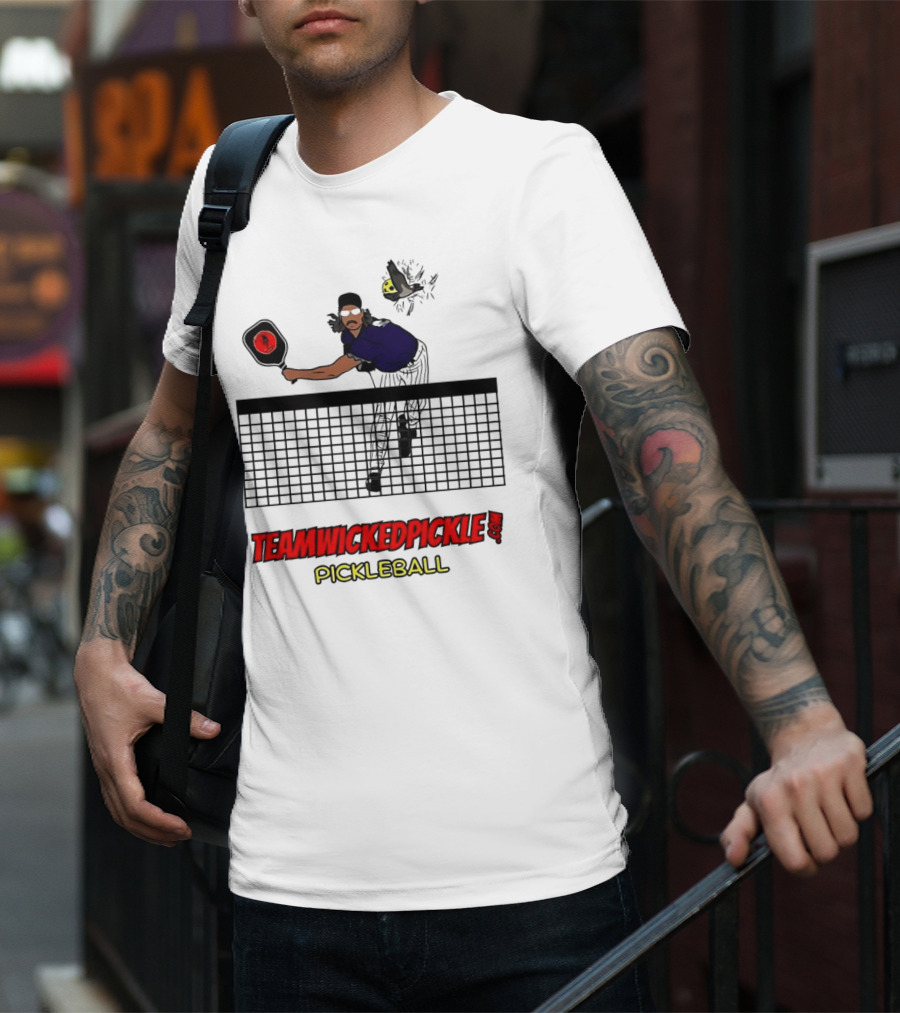 TEAMWICKEDPICKLE.COM Pickleball Player Action Scene T-Shirt