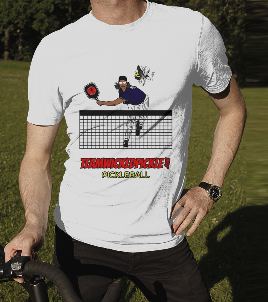 TEAMWICKEDPICKLE.COM Pickleball Player Action Scene T-Shirt