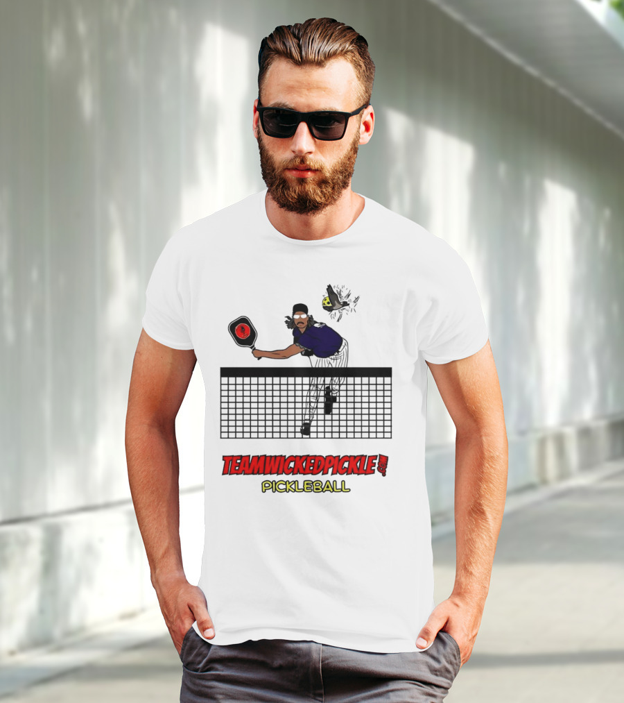 TEAMWICKEDPICKLE.COM Pickleball Player Action Scene T-Shirt
