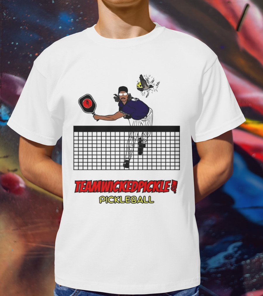 TEAMWICKEDPICKLE.COM Pickleball Player Action Scene T-Shirt