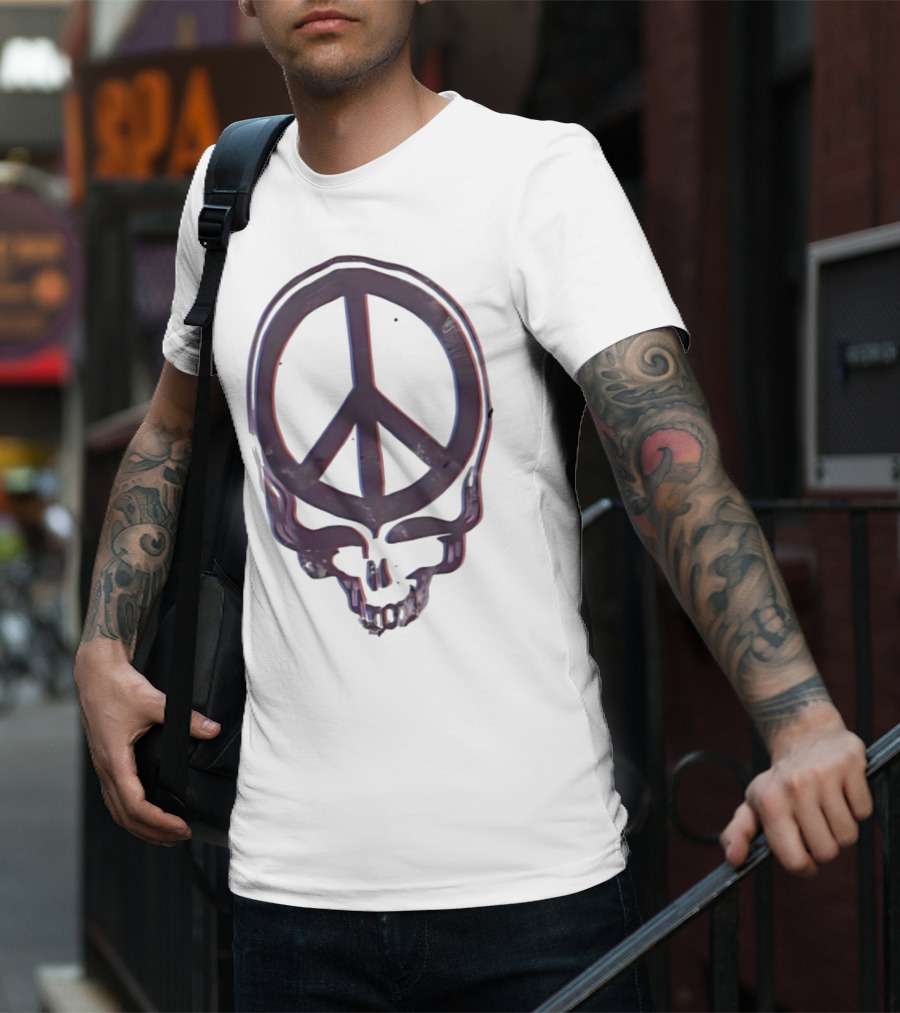 Peace Symbol Within Grateful Dead Skull T-Shirt