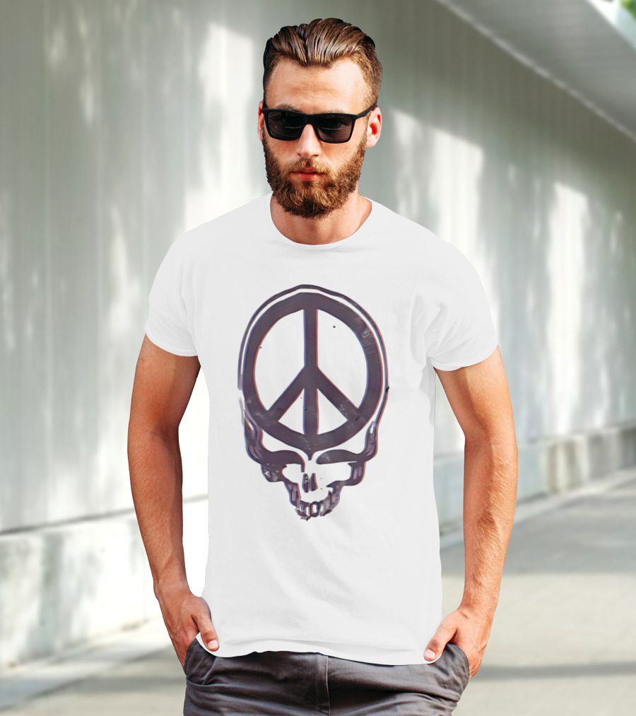 Peace Symbol Within Grateful Dead Skull T-Shirt