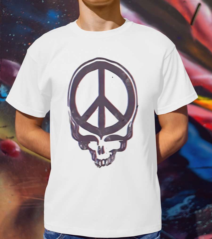 Peace Symbol Within Grateful Dead Skull T-Shirt