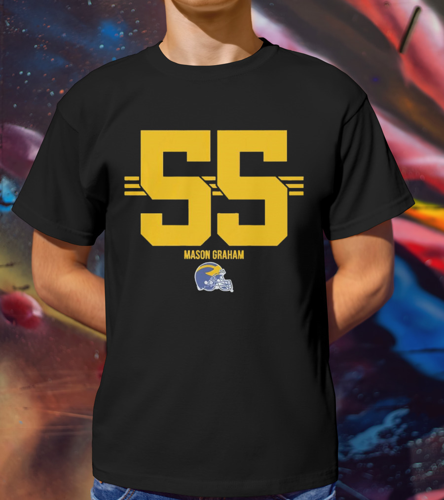 Michigan Wolverines Football Mason Graham 55 Helmet T-Shirt