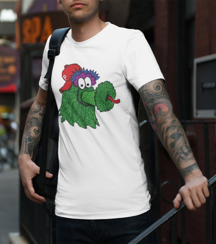 Phillie Phanatic Mascot Philadelphia Phillies Green Creature Red Cap T-Shirt