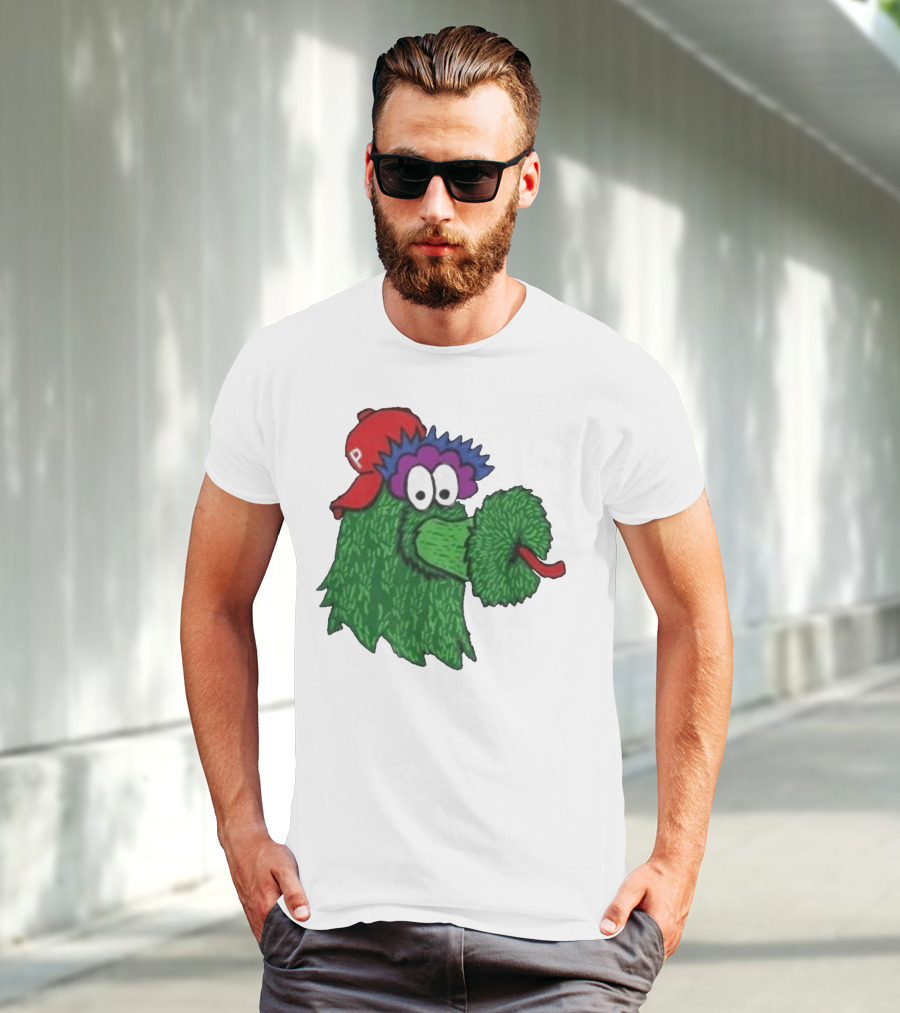 Phillie Phanatic Mascot Philadelphia Phillies Green Creature Red Cap T-Shirt