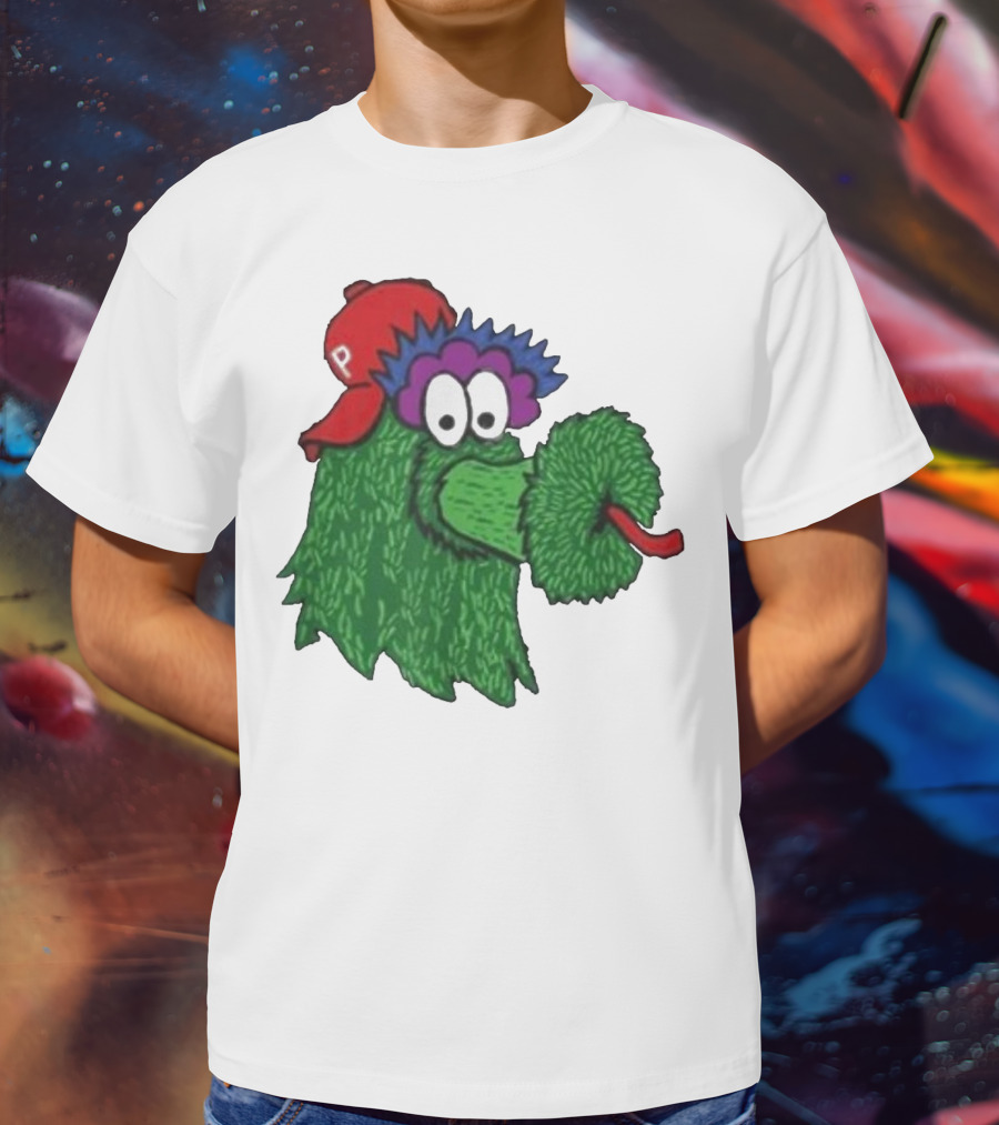 Phillie Phanatic Mascot Philadelphia Phillies Green Creature Red Cap T-Shirt