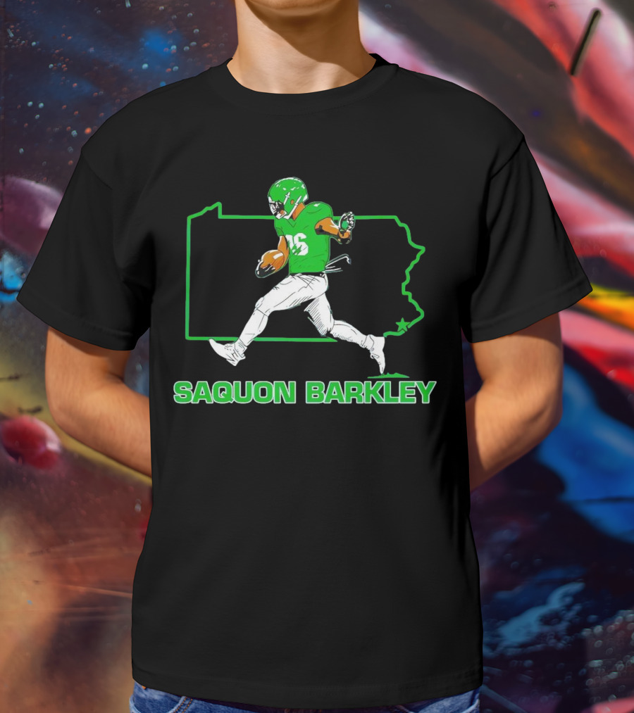 Saquon Barkley Running Back Pennsylvania Outline Star Player T-Shirt