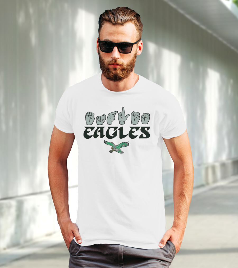 Philadelphia Eagles Love Sign ASL Hand Sign With Flying Eagle T-Shirt