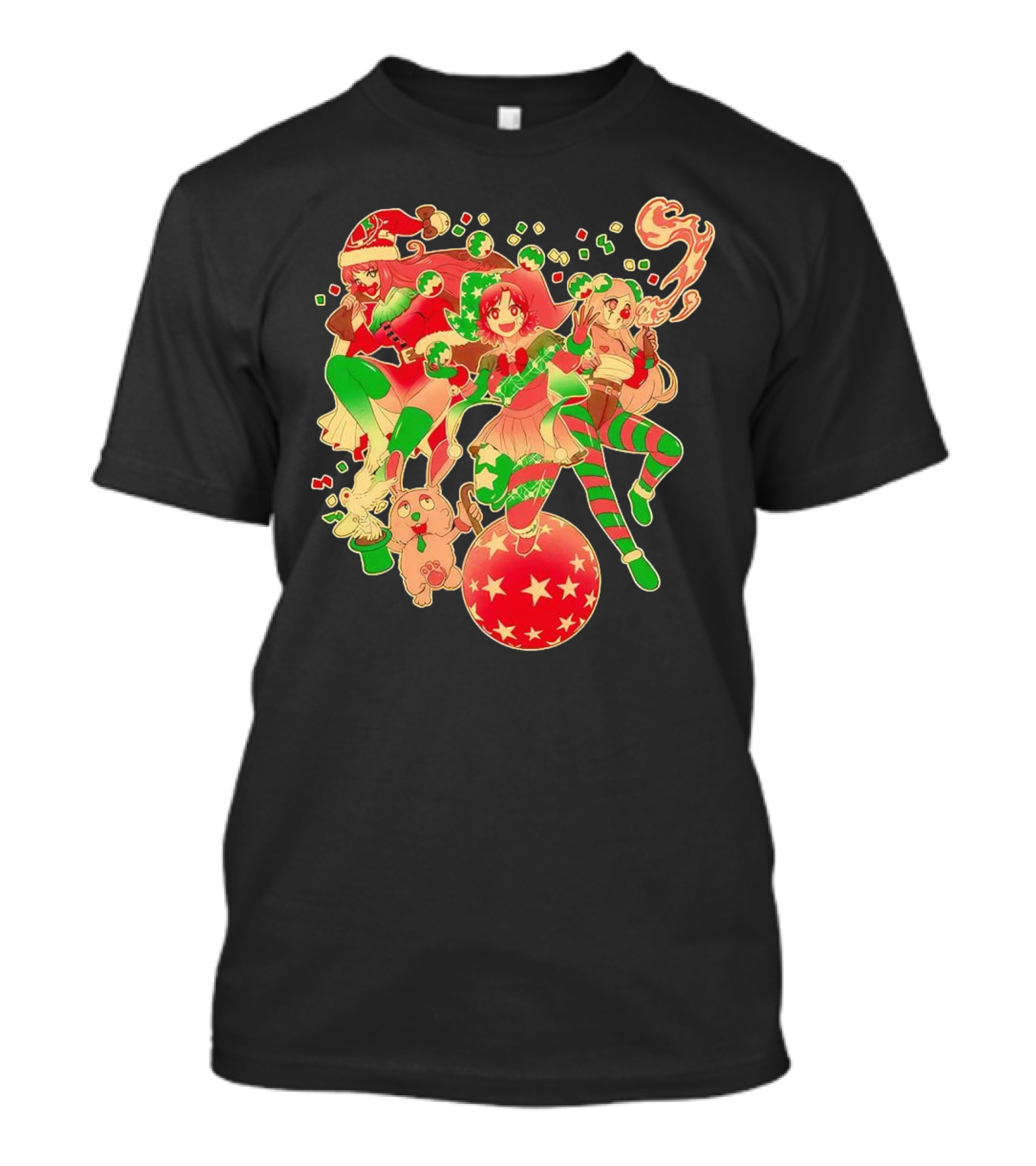 Merry Clownmas Coinbox Festive Characters With Snowflakes And Candy Canes T-Shirt