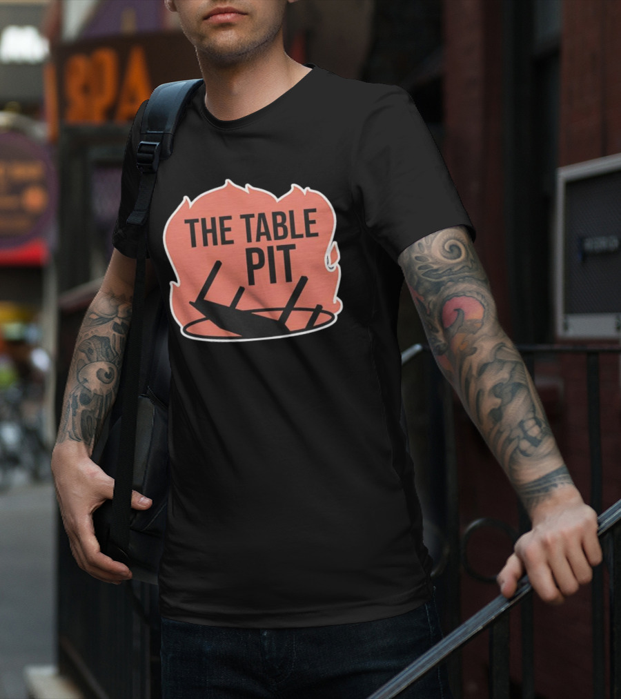 The Table Pit With Burning Fire Background T-Shirt