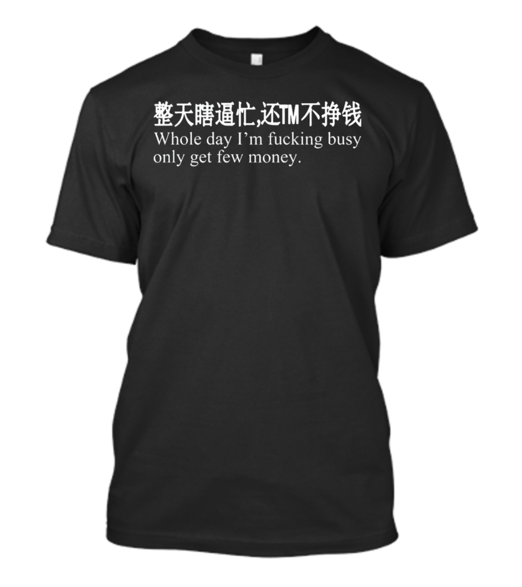 Whole Day I'm Fcking Busy Only Get Few Money Text In English And Chinese T-Shirt