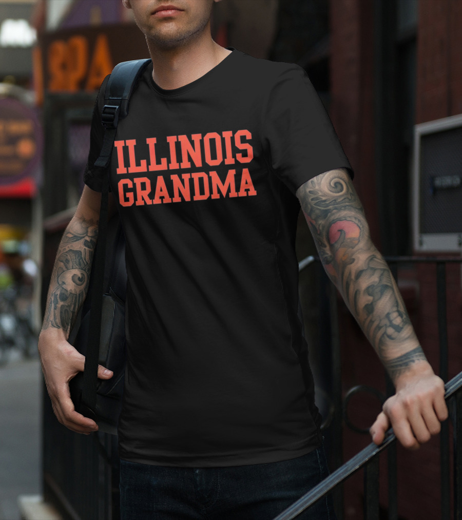 Illinois Grandma Bold Orange Text T-Shirt