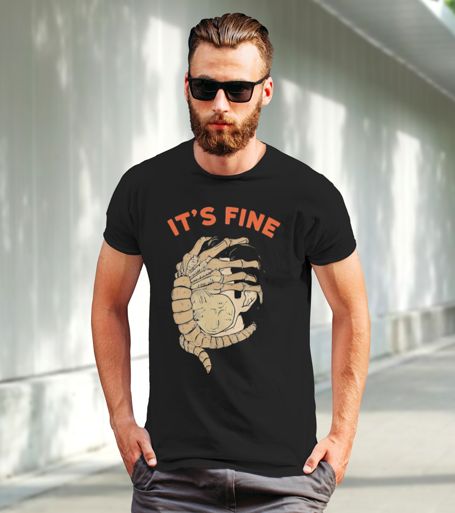 It's Fine Facehugger Skeleton T-Shirt