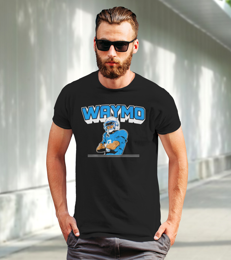 Waymo Football Player With Blue Jersey And Helmet T-Shirt