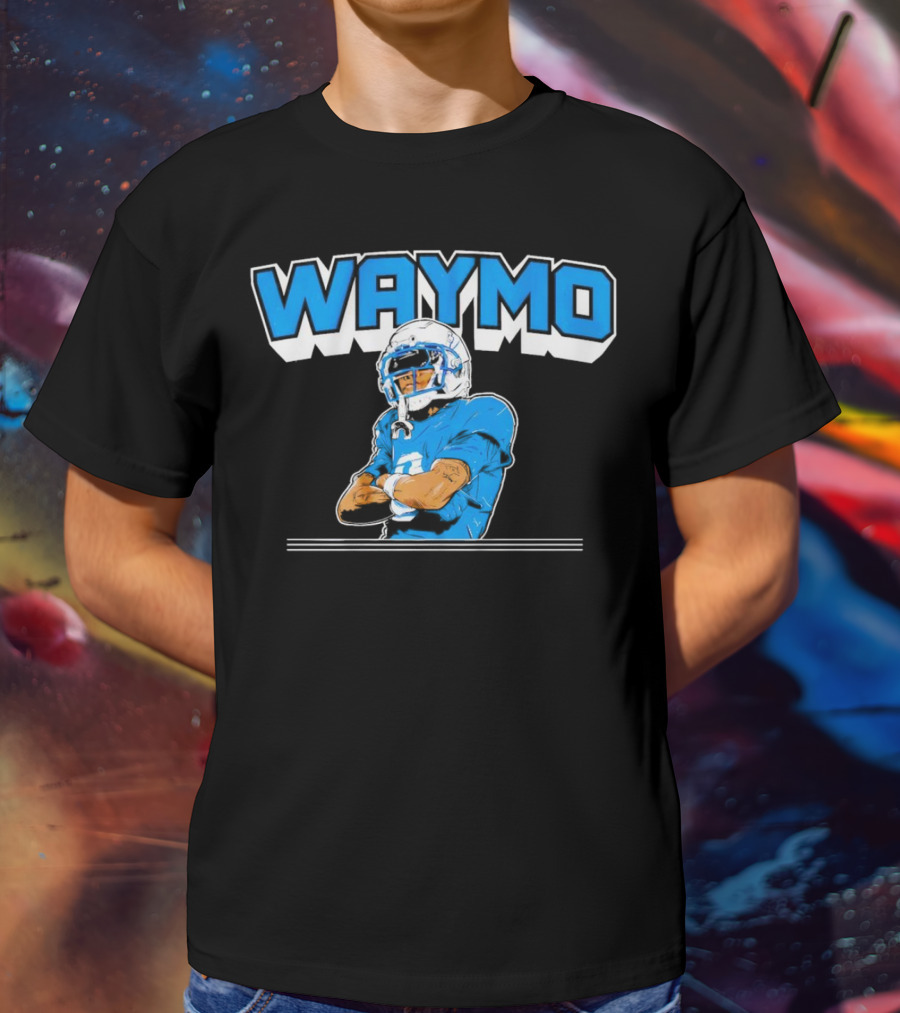 Waymo Football Player With Blue Jersey And Helmet T-Shirt