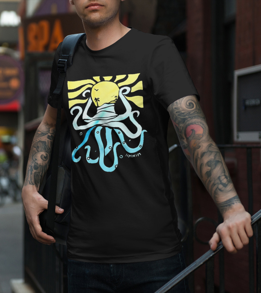 Mark Hoppus Octopus Sun Wave Palm Ocean Scene T-Shirt