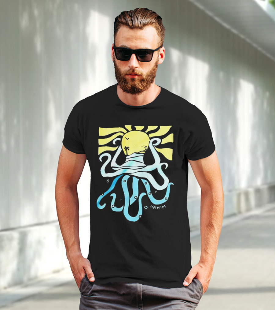 Mark Hoppus Octopus Sun Wave Palm Ocean Scene T-Shirt