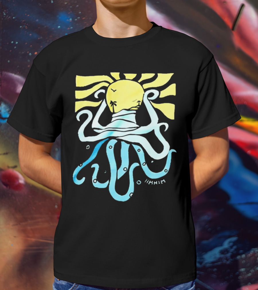 Mark Hoppus Octopus Sun Wave Palm Ocean Scene T-Shirt