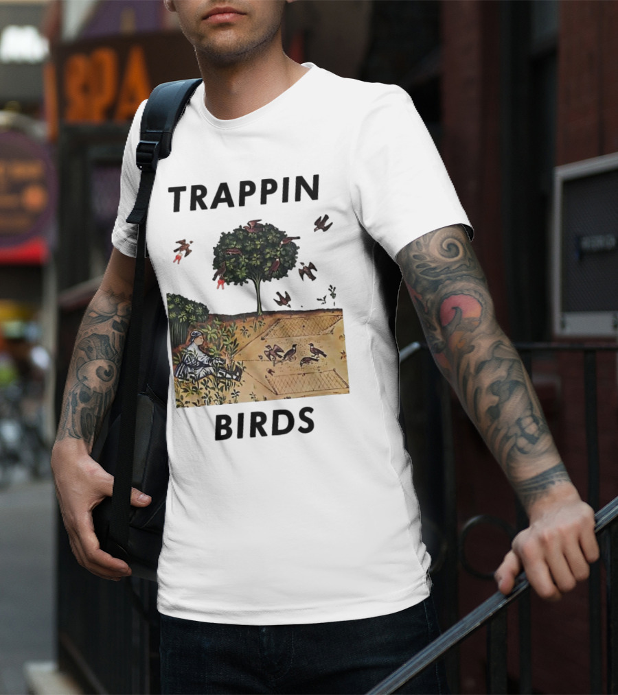 Trappin Birds Retro Medieval Hunting Scene T-Shirt