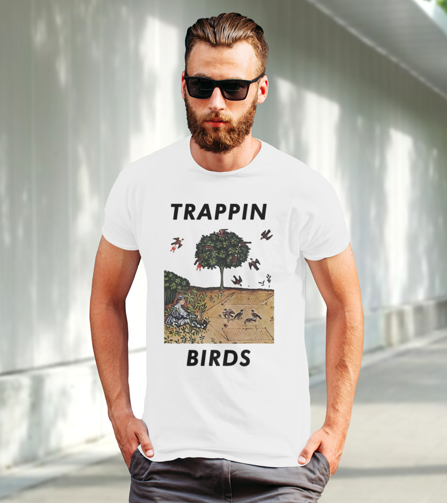 Trappin Birds Retro Medieval Hunting Scene T-Shirt
