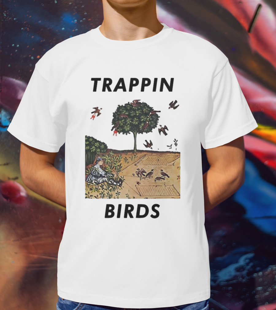 Trappin Birds Retro Medieval Hunting Scene T-Shirt