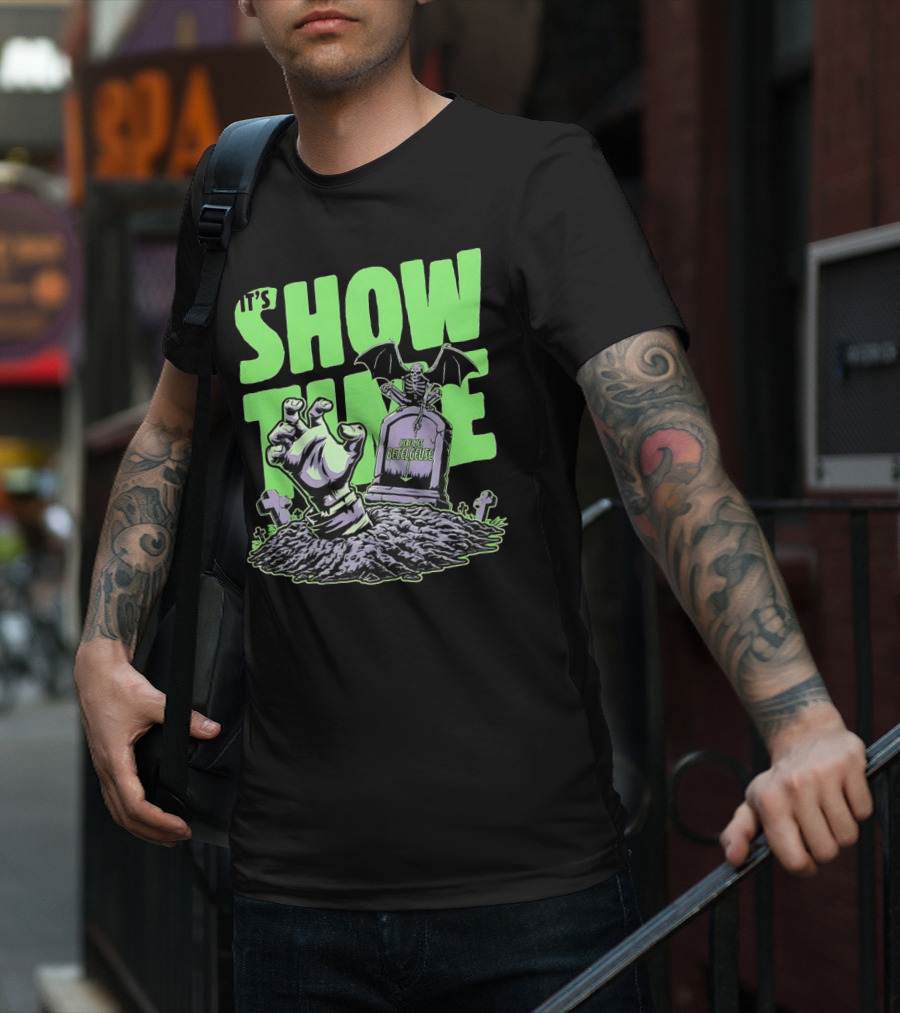 It's Showtime Here Lies Betelgeuse With Skeleton And Tombstone T-Shirt