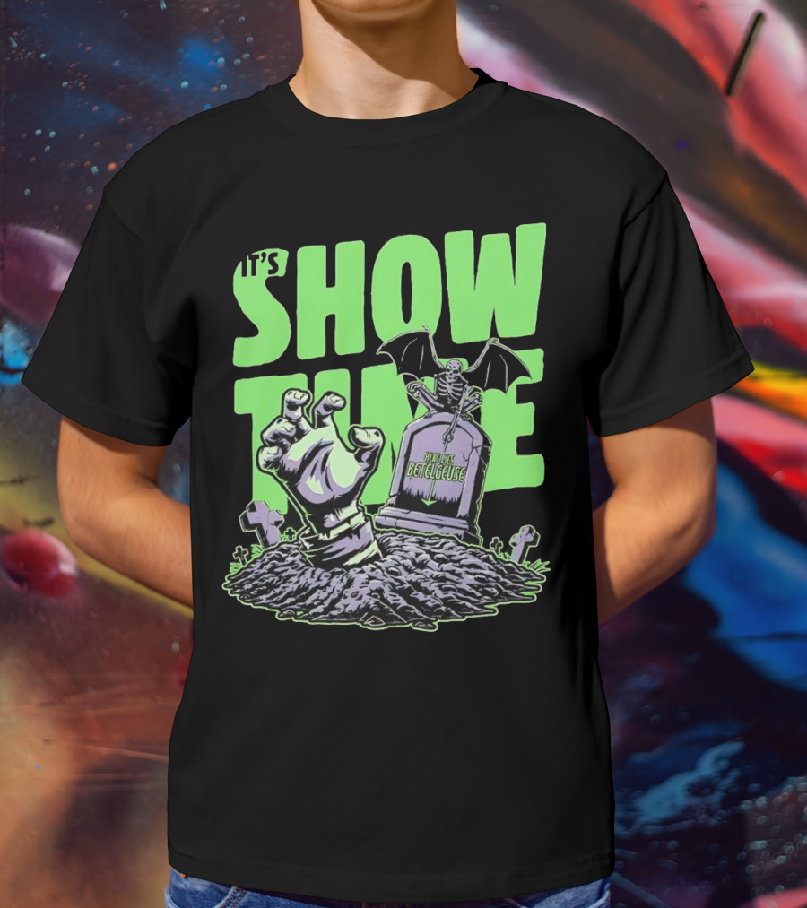 It's Showtime Here Lies Betelgeuse With Skeleton And Tombstone T-Shirt