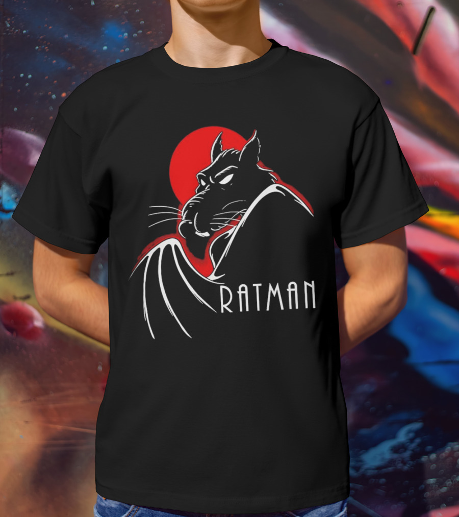 Ratman Splinter Shadow Against Red Moon In Batman T-Shirt