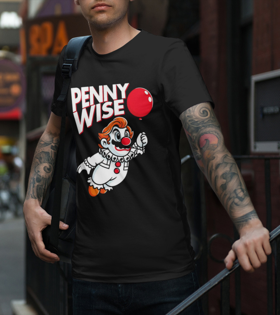 Pennywise Mario Mashup With Red Balloon T-Shirt