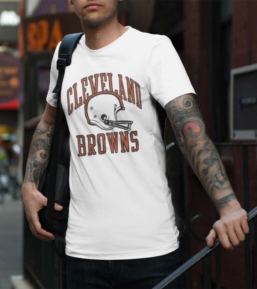 Cleveland Browns Helmet Icon White Black T-Shirt