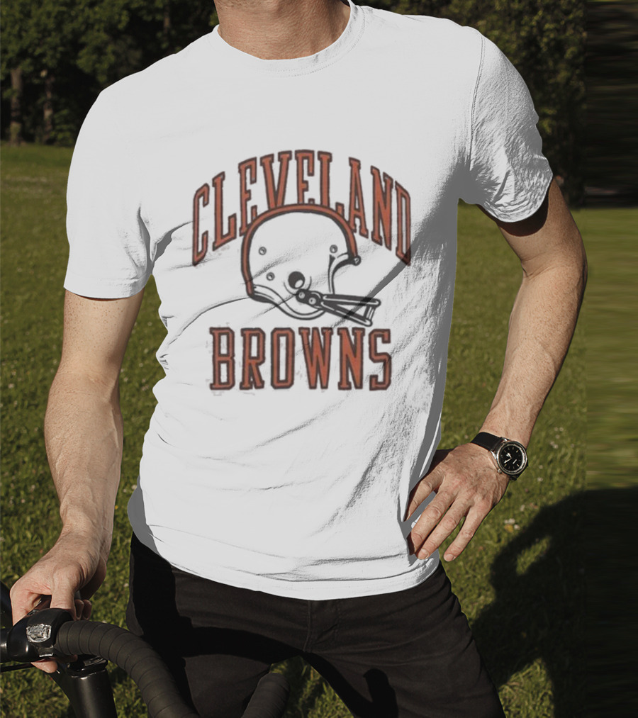 Cleveland Browns Helmet Icon White Black T-Shirt