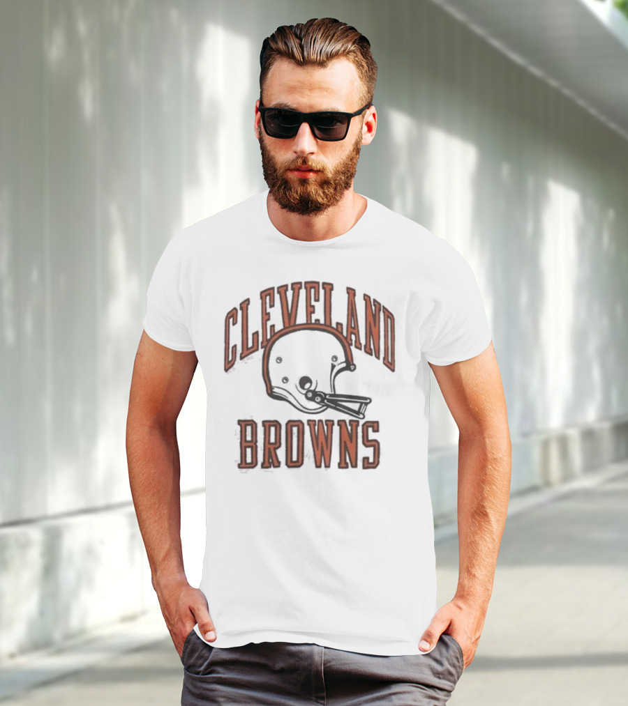 Cleveland Browns Helmet Icon White Black T-Shirt